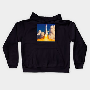 Vintage Space Rocket Launch Kids Hoodie